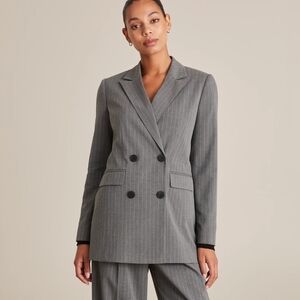 Womens NWT Gray Stripe Double-Breasted Blazer